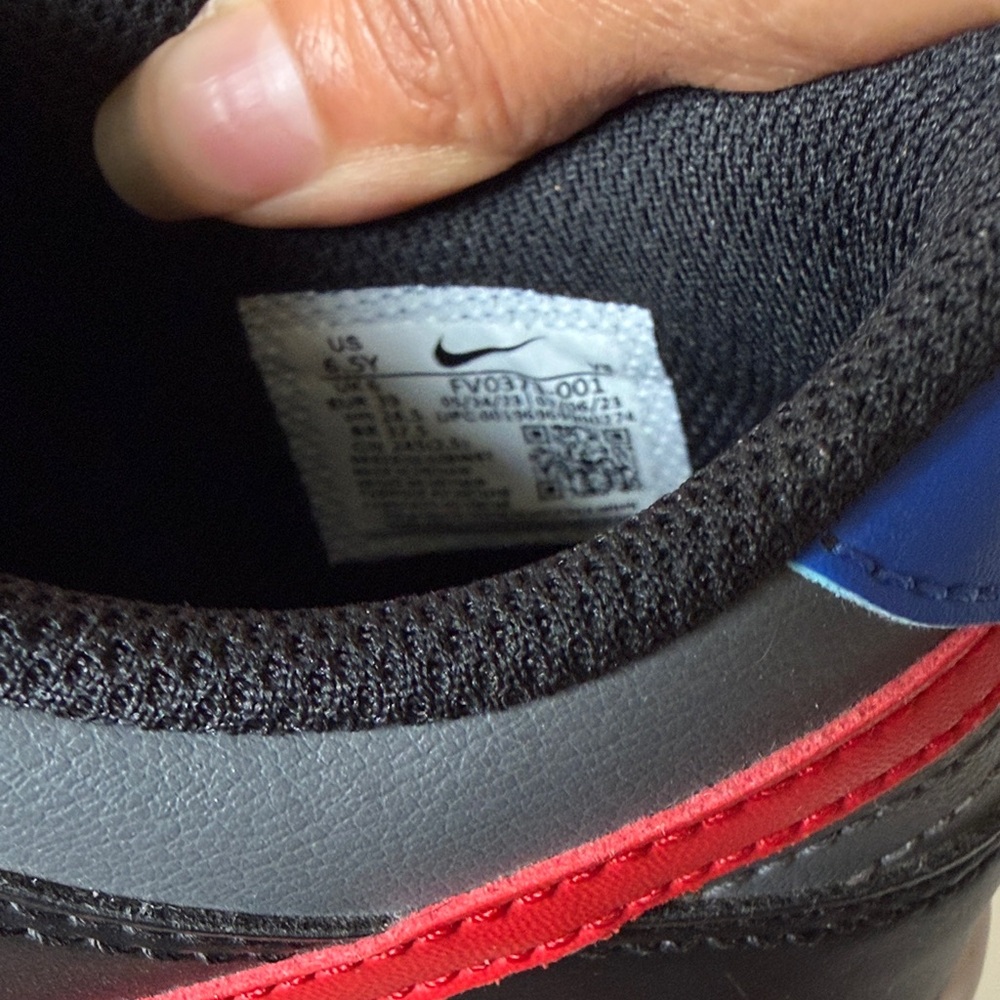 Nike Dunk Lows - Black and Gray with Red and Blue Accents 6.5Y - Picture 5 of 6